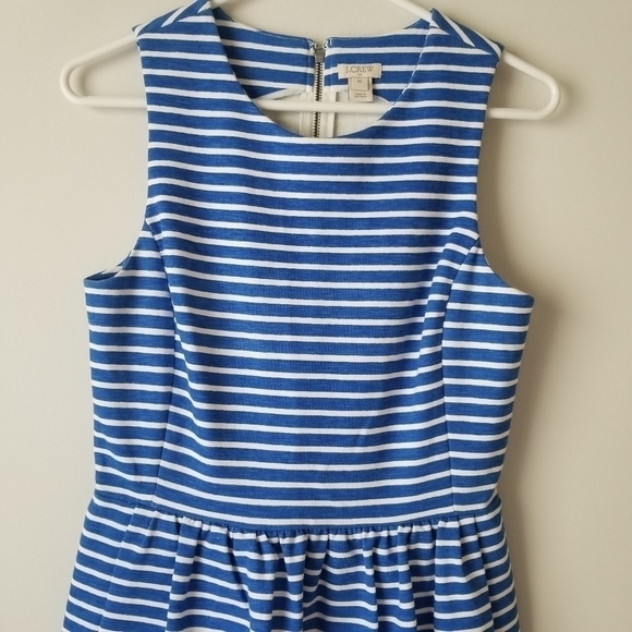 J Crew Blue/White Striped Pleated Ponte Mini Dress with Pockets Size XS - Picture 11 of 13